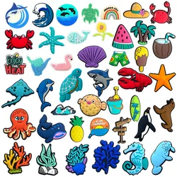 43Pcs/Set Summer Beach Shoe Charms DIY Marine fish Shoe Buckle Accessories PVC Shoe Decorations X-mas Girl Gifts