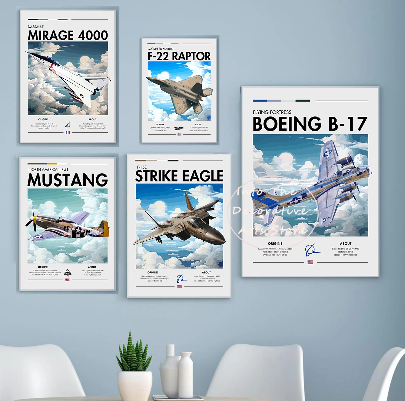 French Aircraft Dassault Mirage Poster Supersonic Bomber Aircraft Poster Canvas Paintings Wall Art Pictures Home Decor