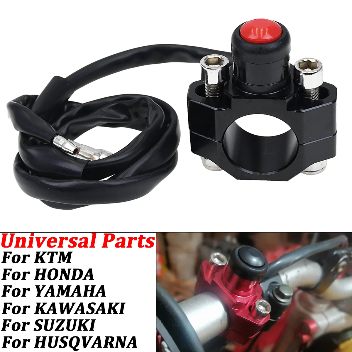 

Motorcycle Dirt Bike ATV CNC 7/8inch 22mm Universal Parts Switch Start Stop Kill Switch Momentary Push Button Switch Universal