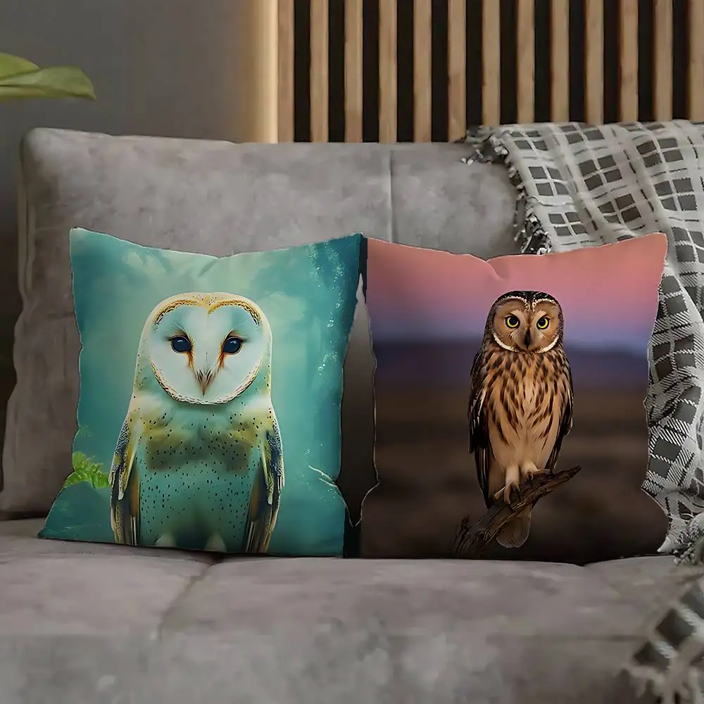 Pet Owl Pillow Case For Sofa Decor Car Office Room Printing Cushion Cover Decorations and Protector