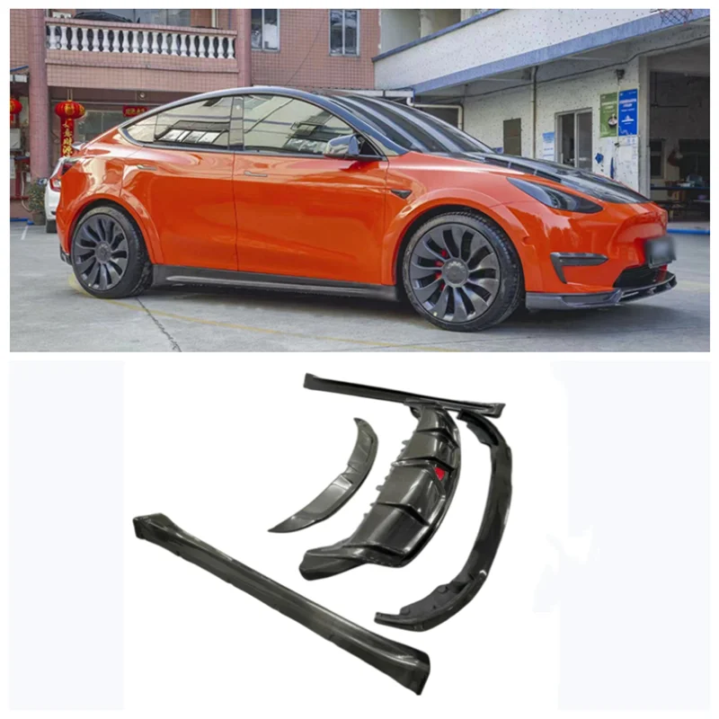 

For Tesla Model Y 2020 2021 2022 2023 Carbon Fiber Bumper Front Lip Splitters Rear Diffuser Side Skirt Spoiler Body Kit