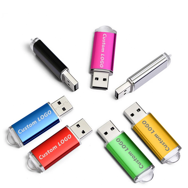 Free Custom Laser Engraving LOGO Color Metal USB2.0 High-speed Flash Drive 2GB 4GB 8GB 16GB 32GB 64GB 128GB