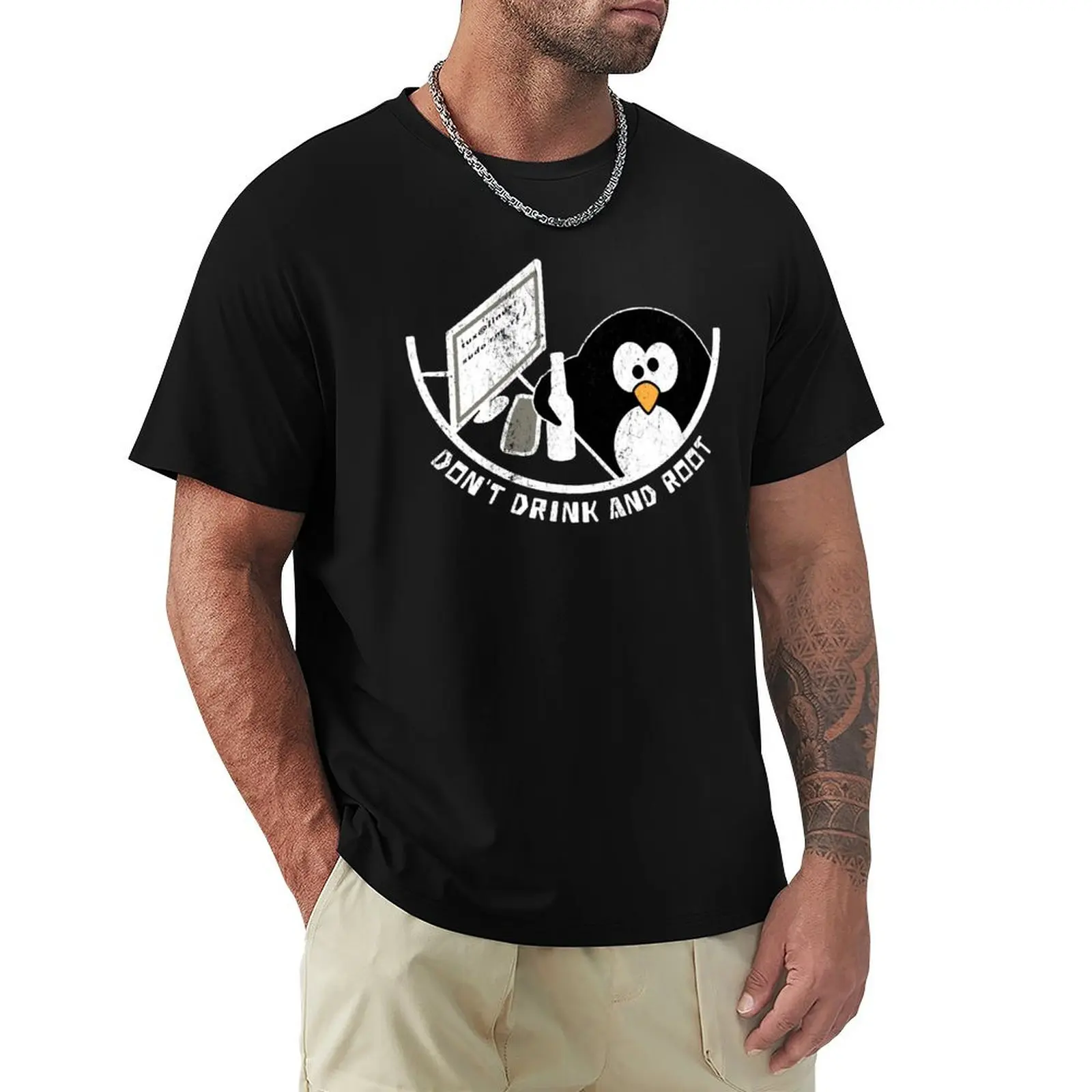 Don't drink and root vintage T-Shirt customs cotton man t-shirts Blouse men workout shirt