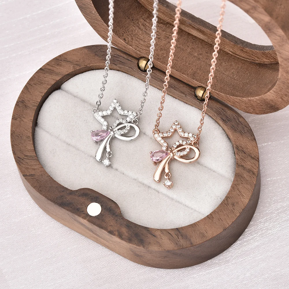 

Корейское ожерелье из стерлингового серебра 925 пробы, кулон со звездообразным узлом, элегантная цепочка на ключицу Niche Fairy