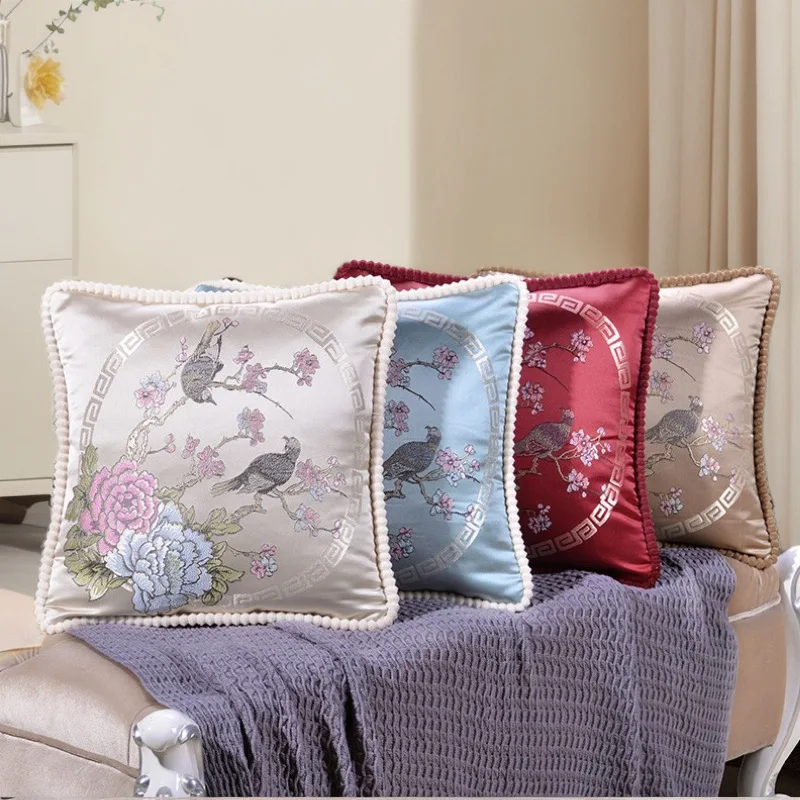 Autumn and Winter Home European Jacquard Pillow Cover Flower Pattern Sofa Cushion Soft Package Bedhead Pillow Wholesale
