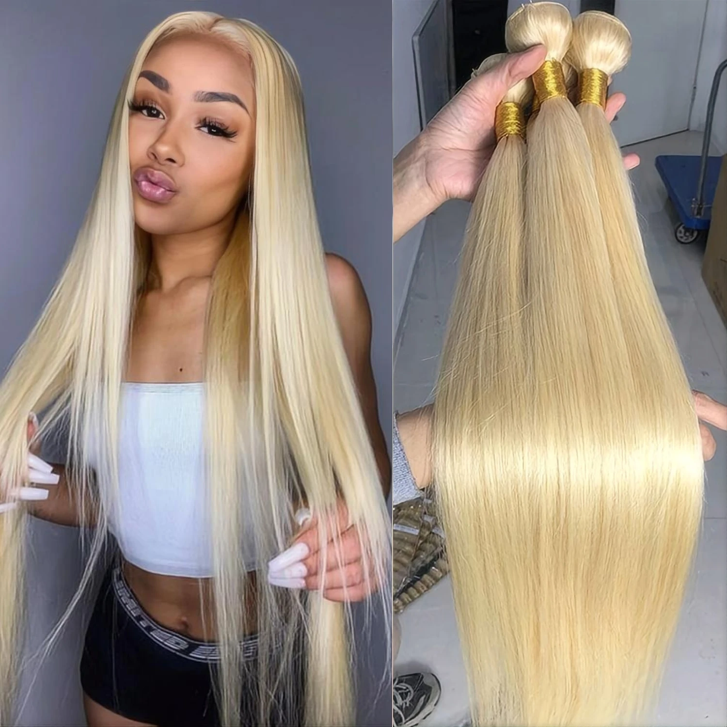 

613 Пучки человеческих волос, прямые медовые блондинки, прочные двойные пучки волос, блондинка, бразильские 100% наращивание человеческих волос