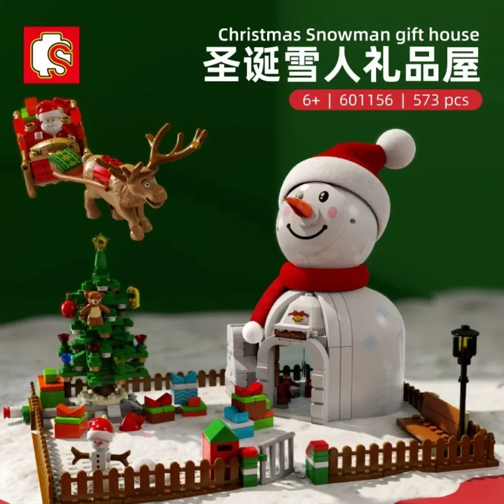 Christmas Full Range Christmas Tree Tumbler Music Box Snowman Assembling Building Block Model Multiple Choices Children Toy Gift