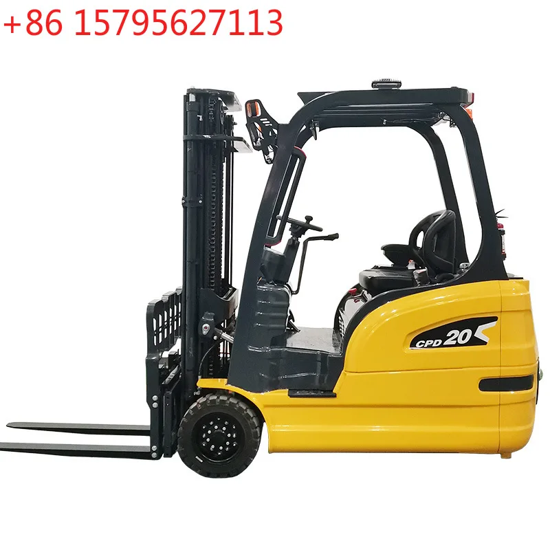 Three-fulcrum forklift 1 ton 2 tons all-electric forklift three-wheeled small loading and unloading truck lifting new energy