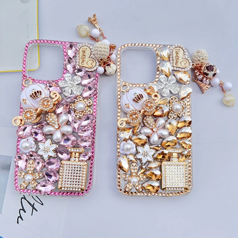 Diamond Case for Samsung S24 S21, S22, 23 Ultra, Note 20, Jewelry Pumpkin Car Bling, Sparkly Crystal Diamond, Handmade Cover