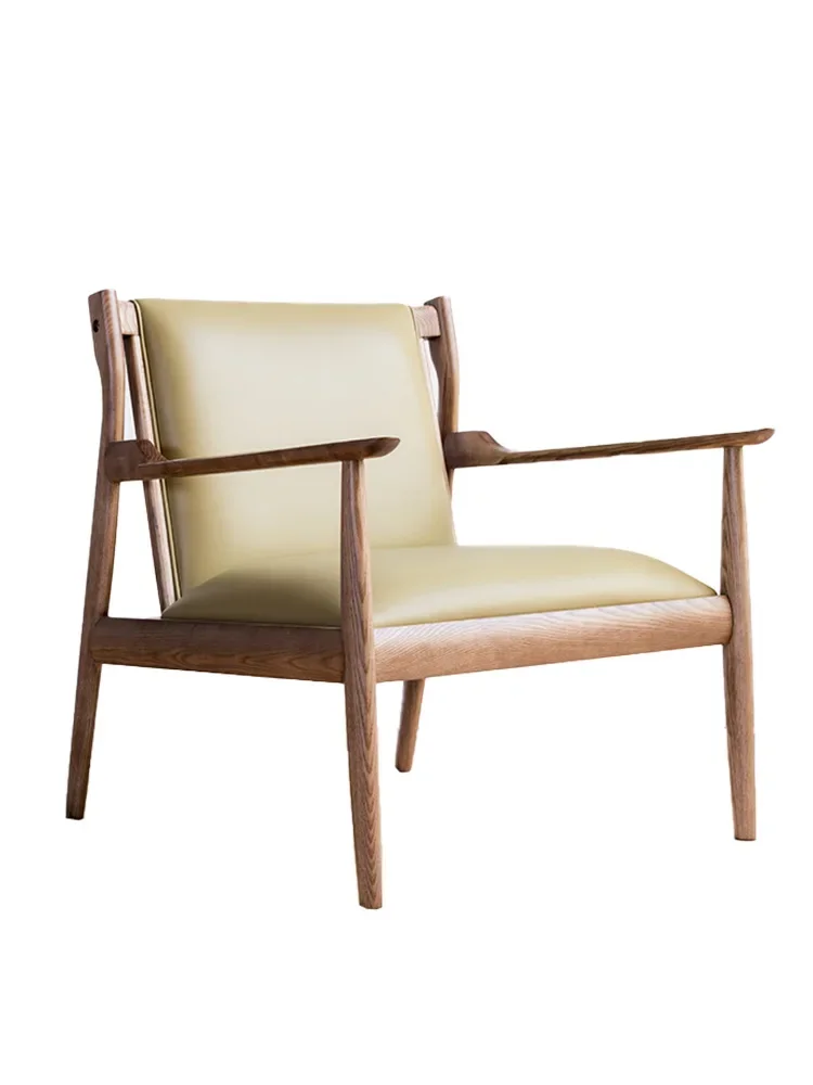 Nordic singolo studio in legno massello balcone divano sedia piccolo appartamento soggiorno per il tempo libero