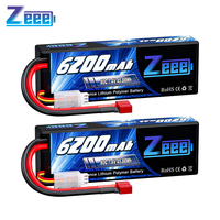 Zeee 2S Lipo Battery 7.4V 80C 6200mAh Hardcase with T Plug for RC Car Truck Truggy Vehicles Boat Aeroplane Helicopter RC Hobby