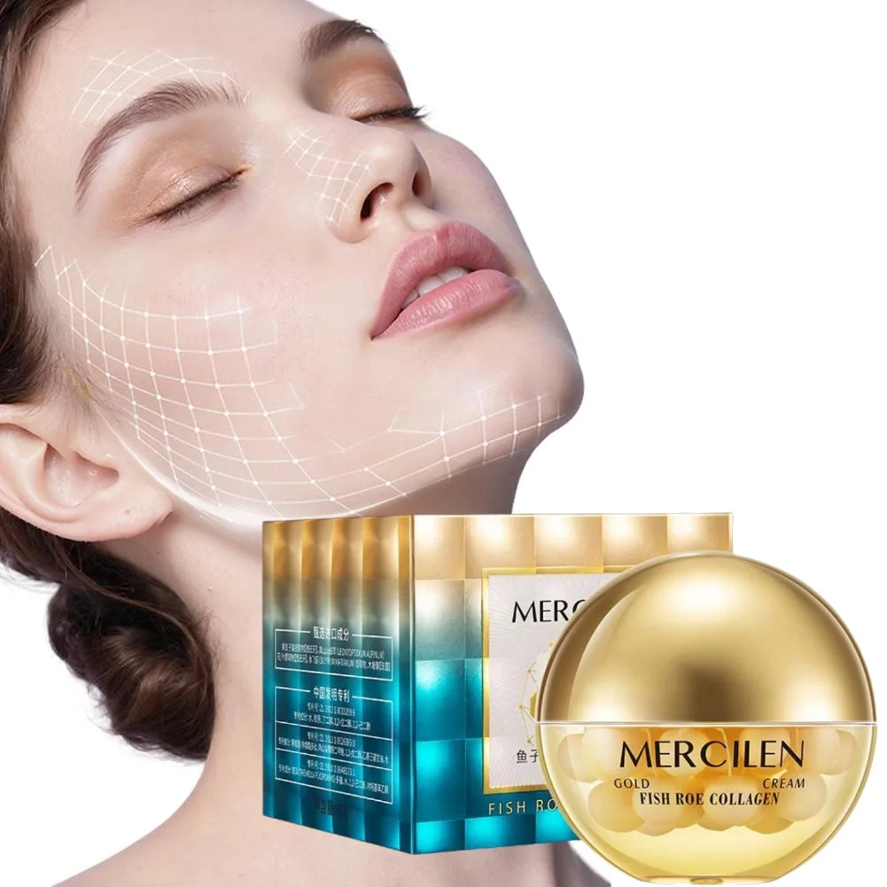 Crema Facial GOLD con Colágeno y Péptidos para Suavizar Arrugas, Extracto de Huevas de Pescado, Cuidado de la Piel de Lujo, Reafirmante y Lifting Facial, Crema Iluminadora