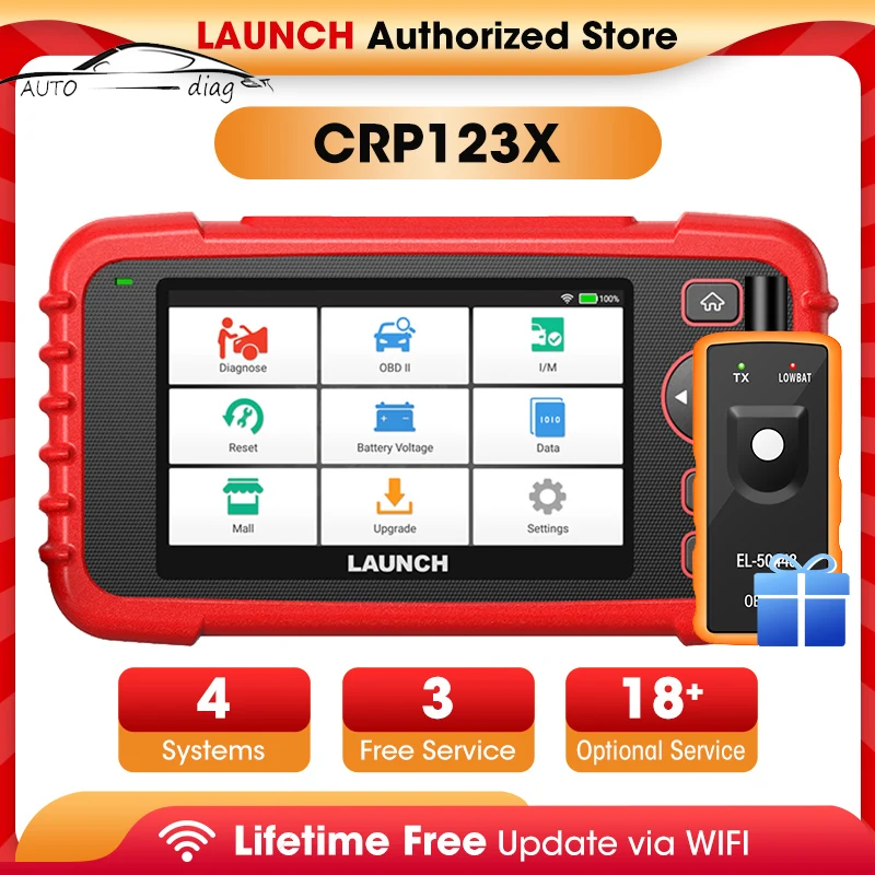 

Оригинальный сканер LAUNCH X431 CRP123X для 4 систем считыватель кодов двигателя ABS подушка безопасности SRS коробка передач автомобиля OBDII диагностический инструмент