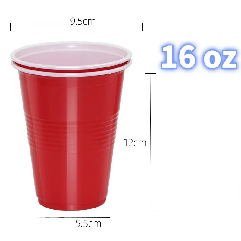 50Pcs/pack 16Oz Plastic Party Cups Disposable Water Cups Recyclable Red Cups with Fill Lines for Drinks,BBQ,Picnic,Party Game