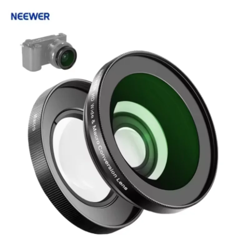 NEEWER 40,5mm HD-Weitwinkelobjektiv für Sony ZV-1F ZV-E10 A5000 A6000, 2-in-1 18mm Weitwinkel & 10x Makro Zusatzobjektiv-Adapter