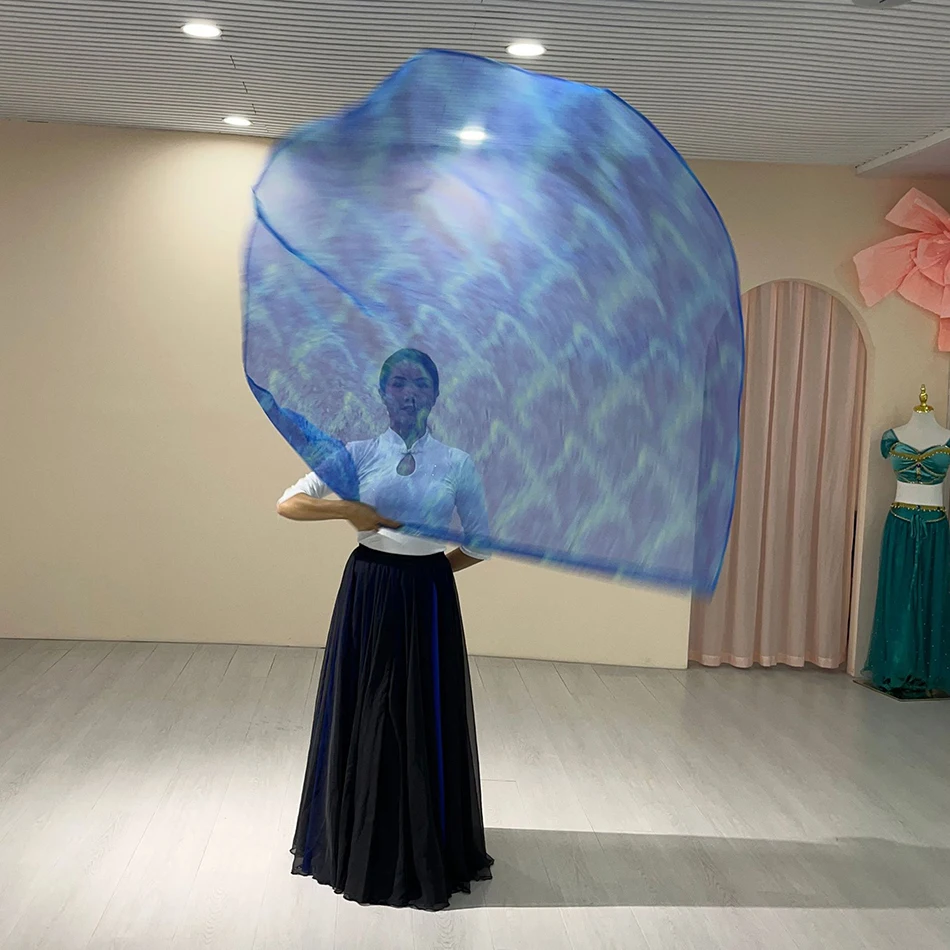 Belly Dance อุปกรณ์เสริมธงสีขาวและสีฟ้า Tie Dye ธงสําหรับผู้ใหญ่โบสถ์เครื่องแต่งกายฝึก Carnival สรรเสริญธง