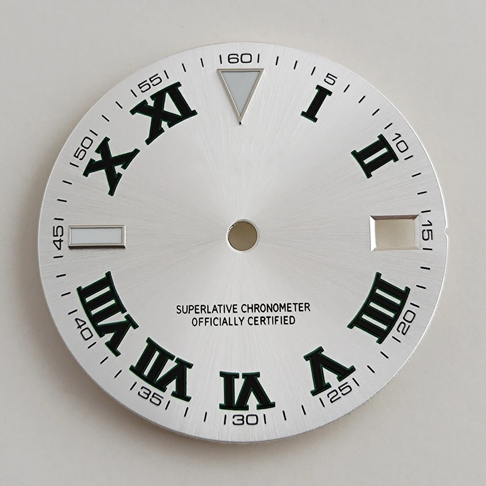 NH35 dial 28.5mm Watch dial Roman S dial Ice blue luminous dial Suitable for NH35/36 movement watch accessories Watch repair too