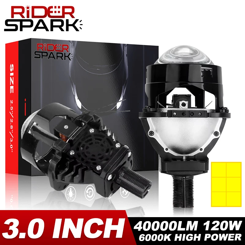 3.0 Inch Bi Led Projector Lens Led Light H4 H7 9005 9006 Car Headlight Bulb High Low Beam 6000K Diode 120W 40000LM Turbo Tuning