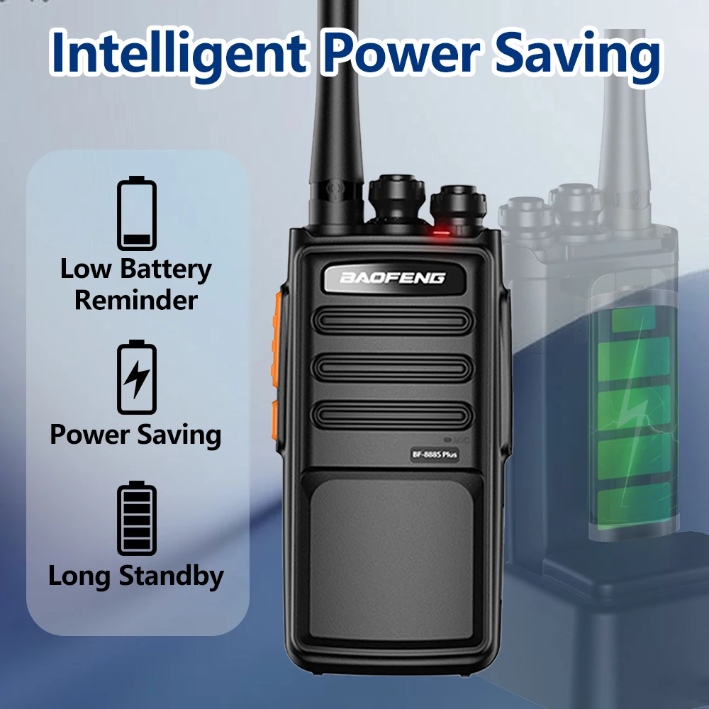 2 uds Baofeng BF-888S PLUS walkie-talkies BF 888s convertidor de carga USB transceptor de larga distancia 400-470MHz 16 canales 3-5km