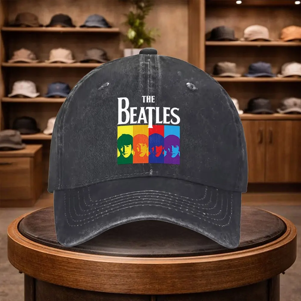 A The Beatles Printed Baseball Cap, a Casual Duckbill Hat, Stylish And Adjustable for Outdoor Use, Suitable for Travel And Beach