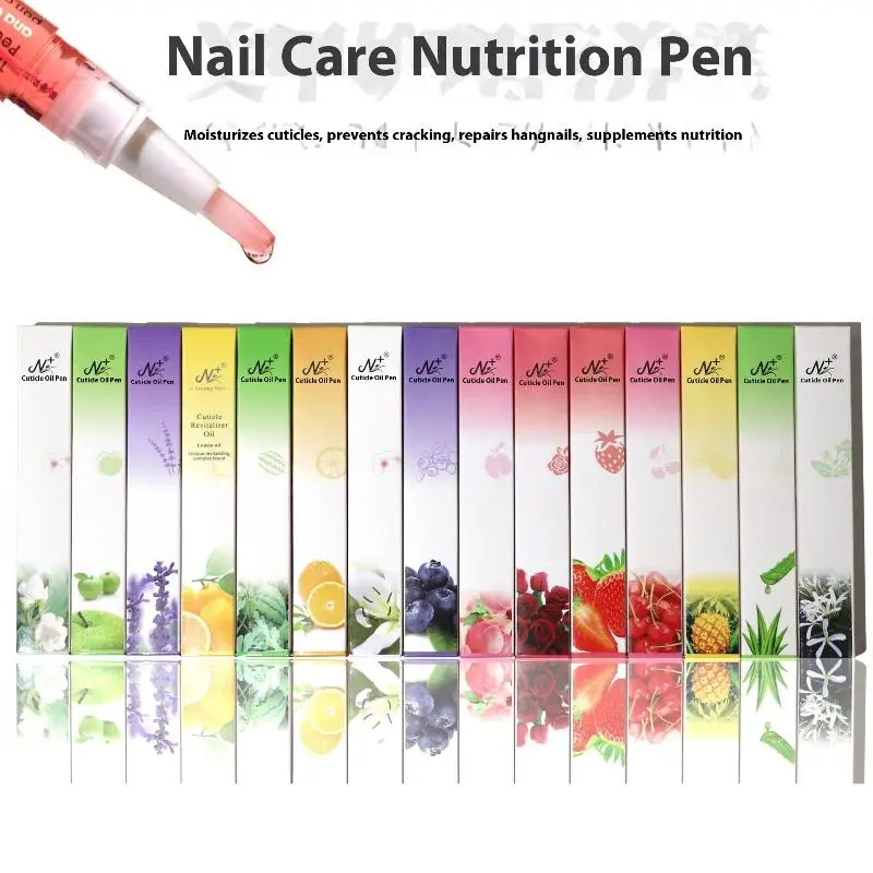 Óleo de cutícula para cuidados com as unhas, caneta de óleo nutritivo para reparação de unhas, 15 odores, 5ml, esmalte em gel para nutrir a pele, tratamento de manicure