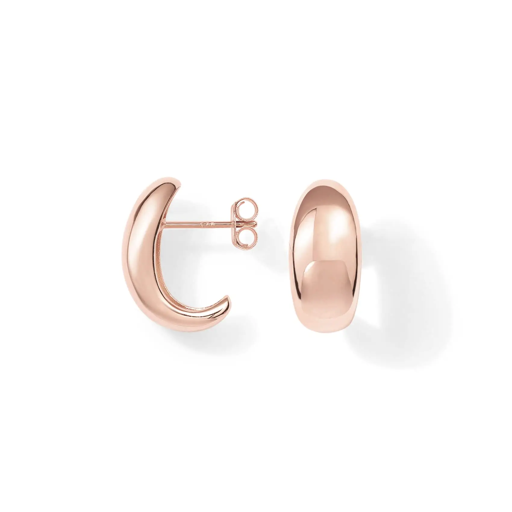 Shevalues New Gold Plated Sterling Silver Post Huggie Earrings Fashion Gold Dome Huggie Hoop Earrings for Women Popular jewelry