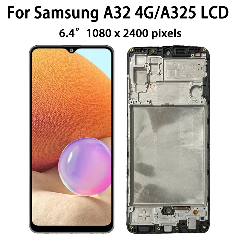 OLED For Samsung  A32 4G A325 LCD Display Frame Touch Digitizer Screen For Samsung A32 SM-A325F LCD Replacement