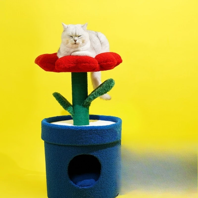 

Nest warm cat, fully enclosed cat house, scratching column integrated soft and breathable pet nest