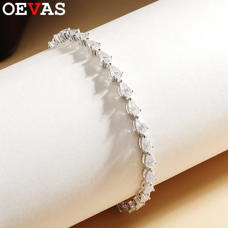 

OEVAS 3*5MM D Color Full Water Water Drop Moissanite Bracelet 100% 925 Sterling Silver For Women Party Fine Jewelry