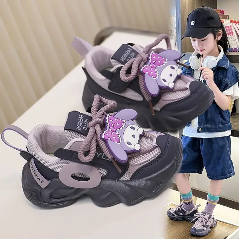 2024 Sanrio Kuromi Children Casual Sports Shoes My Melody Cinnamoroll Princess Sneakers Cartoon Cute Board Shoes Gift for Kids