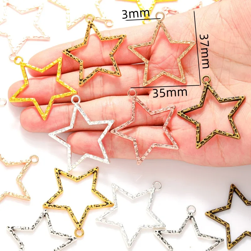 5pcs 7Colors Simplicity star Charms For Bracelet Earring necklace Pendants DIY Handmade Jewelry Accessories Making 37*35mm L344