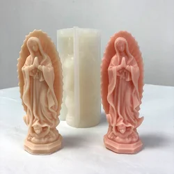 Molde de vela de silicona de la Virgen María pequeña, estatua religiosa de Cristo del nacimiento, manualidades de yeso, regalo, moldes de resina, decoración del hogar