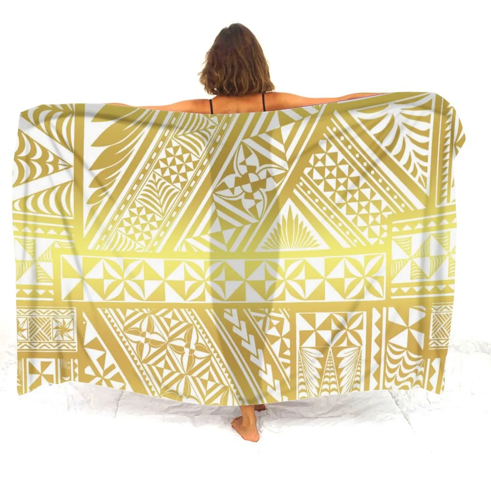 A Polynesian-Style Printed Elegant Women'S Sarong Beach Sun Protection Cape And Sarong Apron Can Be Customized