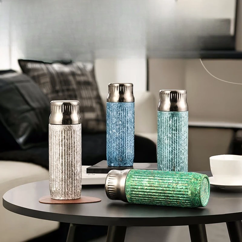Thermos cup large capacity, men's stewed tea titanium cup high-end tea separation tea outdoor water cup gift