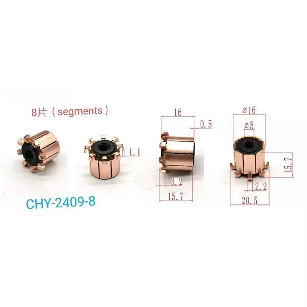 5 Pieces 16*5*15.7*8P Chy-2409-8 Suitable for 16790-59B-003 Fuel Pump Motor Commutator, All the Same Size and Universally Compatible