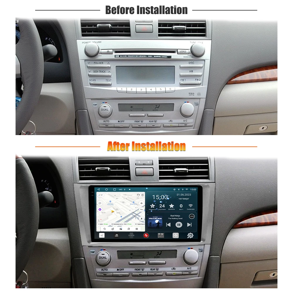 Redpower 75264 HiFi car radio for Toyota Camry XV40 (01.2006-09.2011) dark gray DVD Player Bluetooth GPS GLONASS screen