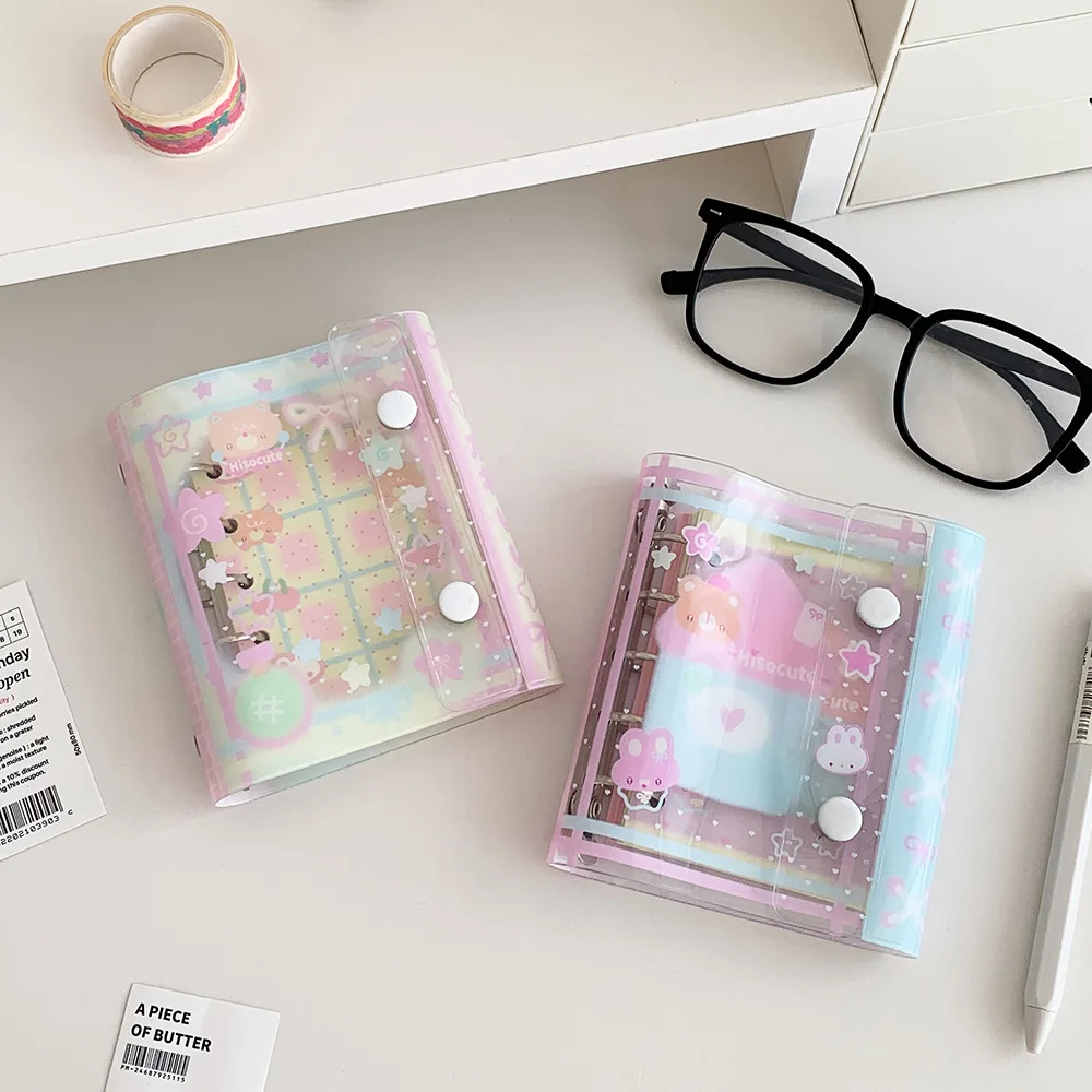 

Cute M5 Cartoon Bear Loose leaf Notebook kawaii Transparent Handbook Student Stationery Supplies Girl Diarybook Homework Book