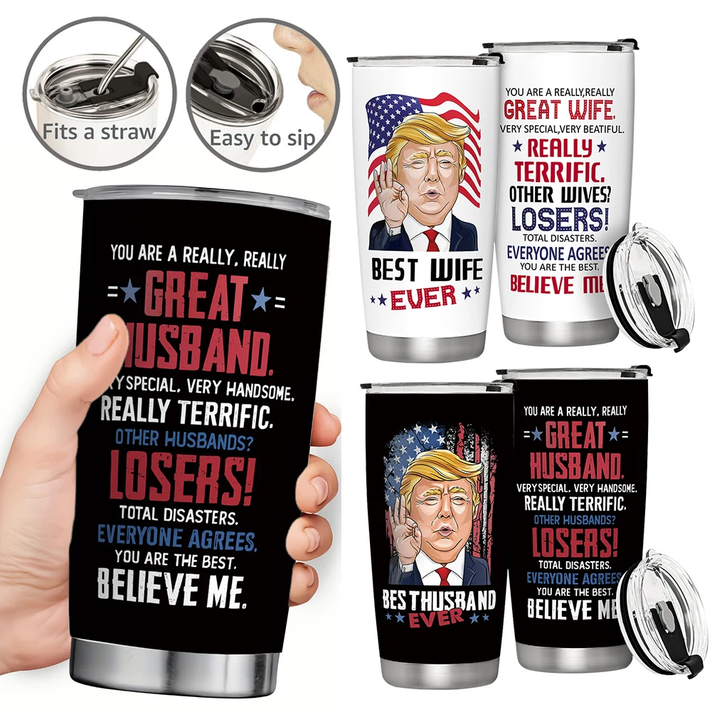 20oz Donald Trump Tumbler 304 Stainless Steel Trump Vacuum Insulated Coffee Mug Heat Preservation for Outdoor Camping Fishing