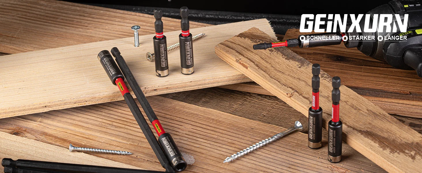 Geinxurn 3-teiliges Schlagbohrer-Bit-Set (2,4"/3"/6"), 1/4" Sechskant, S2-Legierungsstahl, magnetischer Schnellwechsel-Verlängerungshalter für DIY – Detail 1