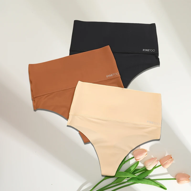 FINETOO 3ks Bodyshaper s vysokým pasem, bezešvé tanga, dámské spodní prádlo, antibakteriální tangá, stahovací prádlo - náhled 3