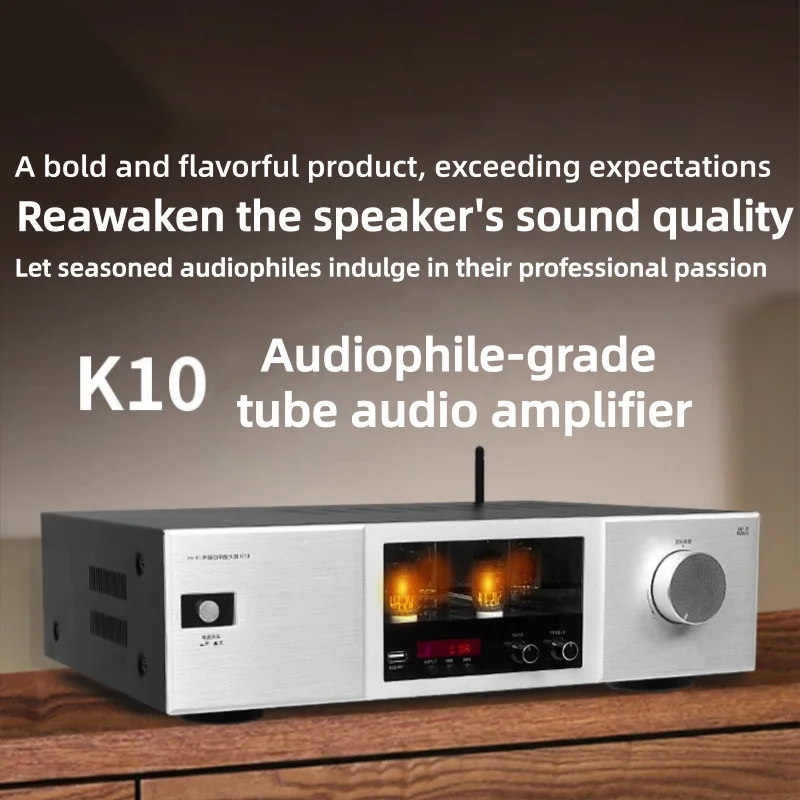 

K10 HIFI Tube Audio Power Amplifier Bluetooth 5.0 5198+1941 Amplifier Chip 6F1 Tube Amplifier 2.0 Channel Optical/ Coaxial/RCA