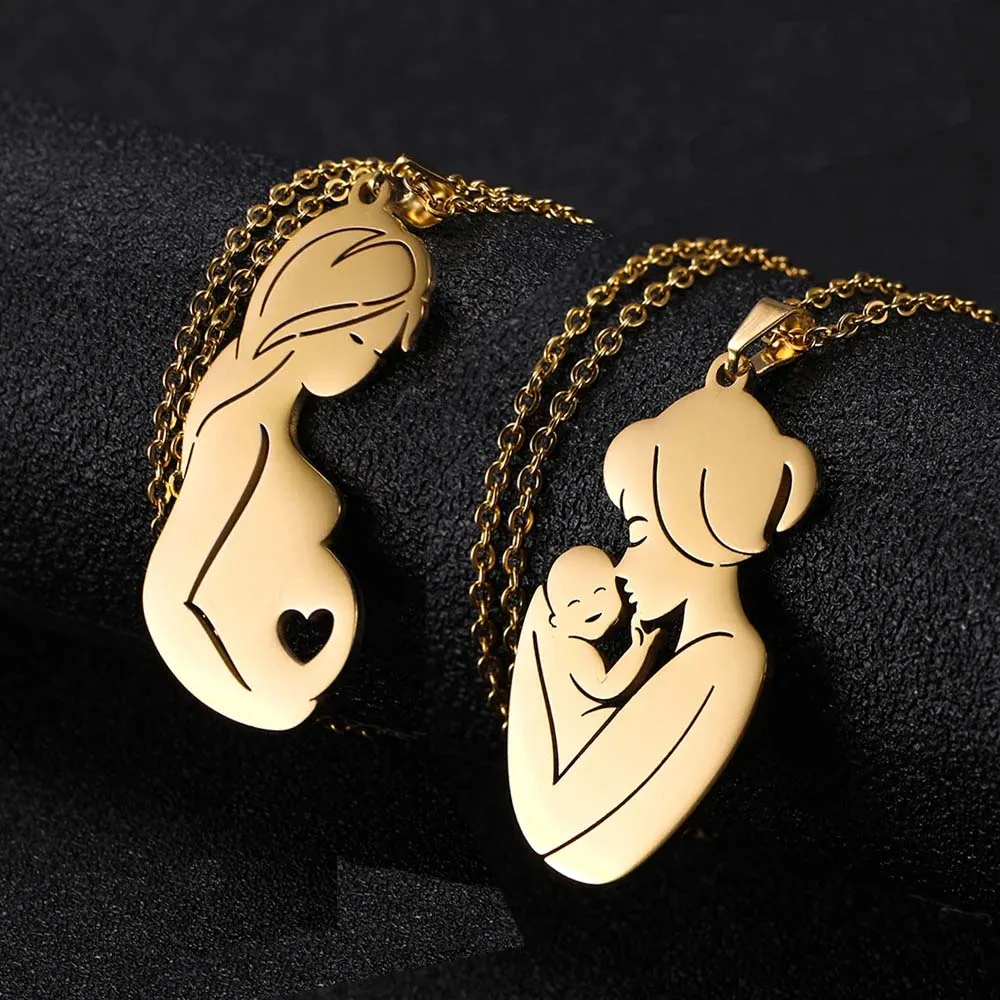 Father Necklace Mother Day Baby Child Family Love Chain Mom Dad Kid Child Gift For Women Men Stainless Steel Pendant Jewelry