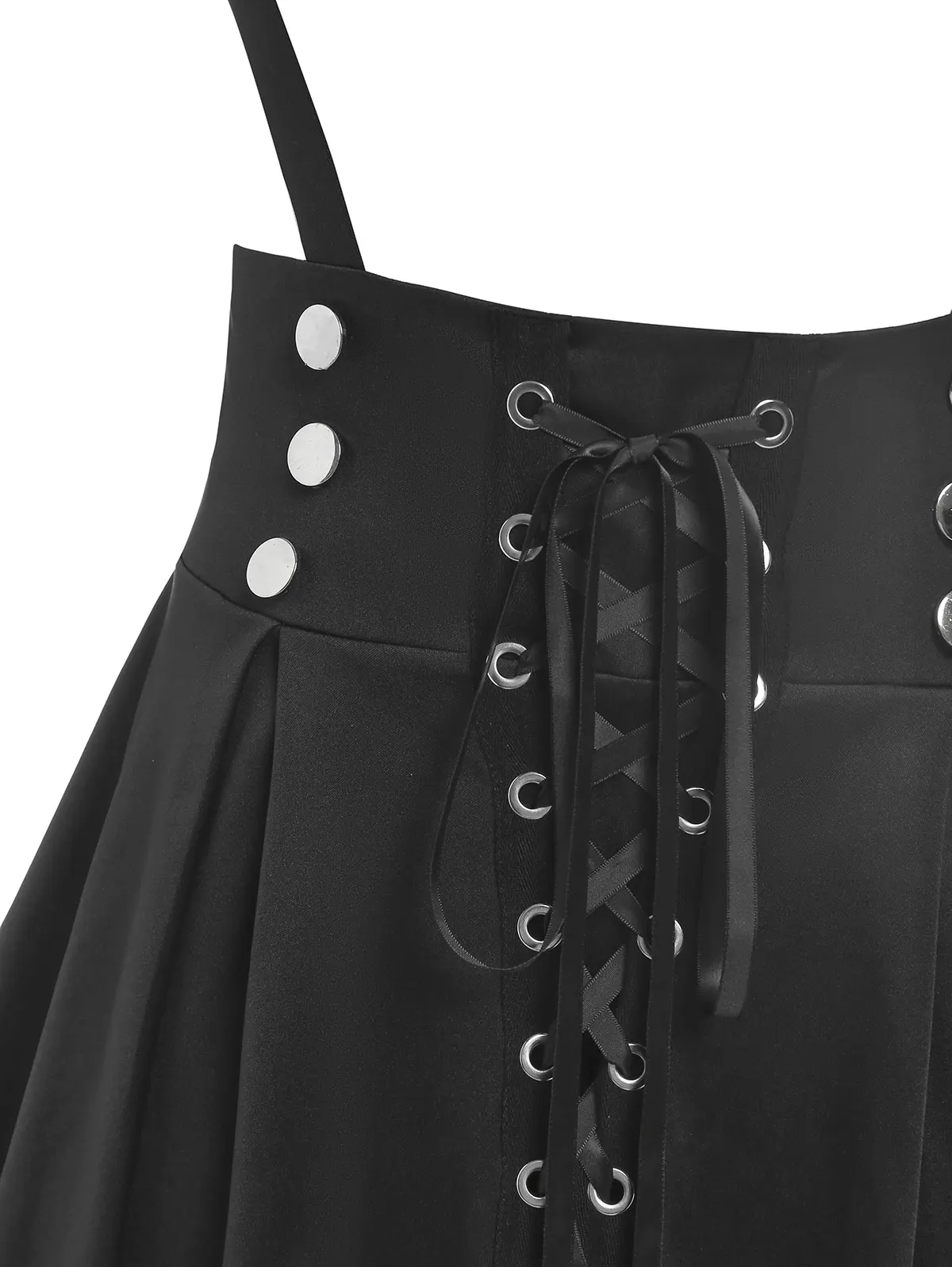 ROSEGAL Plus Size Damen-Pulloverröcke mit hoher Taille, Gothic-Schnürschnallen, Godet-Saum, A-Linie, Hosenträgerrock, drei Farben zur Auswahl