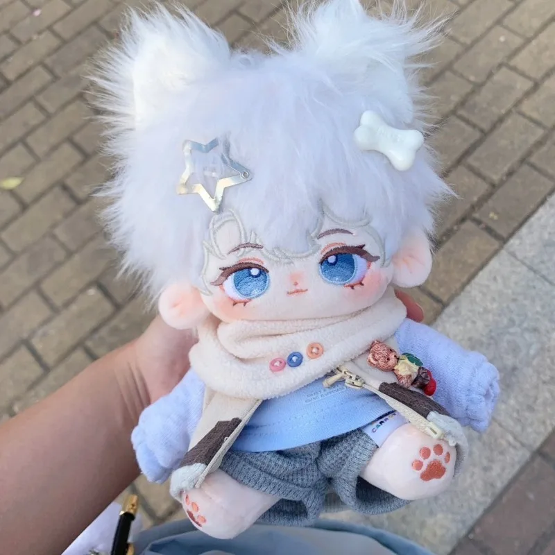 애니메이션 몬스터 화이트 도그 프린스 봉제 인형 20cm 귀여운 플러시 코튼 인형 베개 인형 몸통 사랑스러운 코스프레 장난감 어린이 선물용