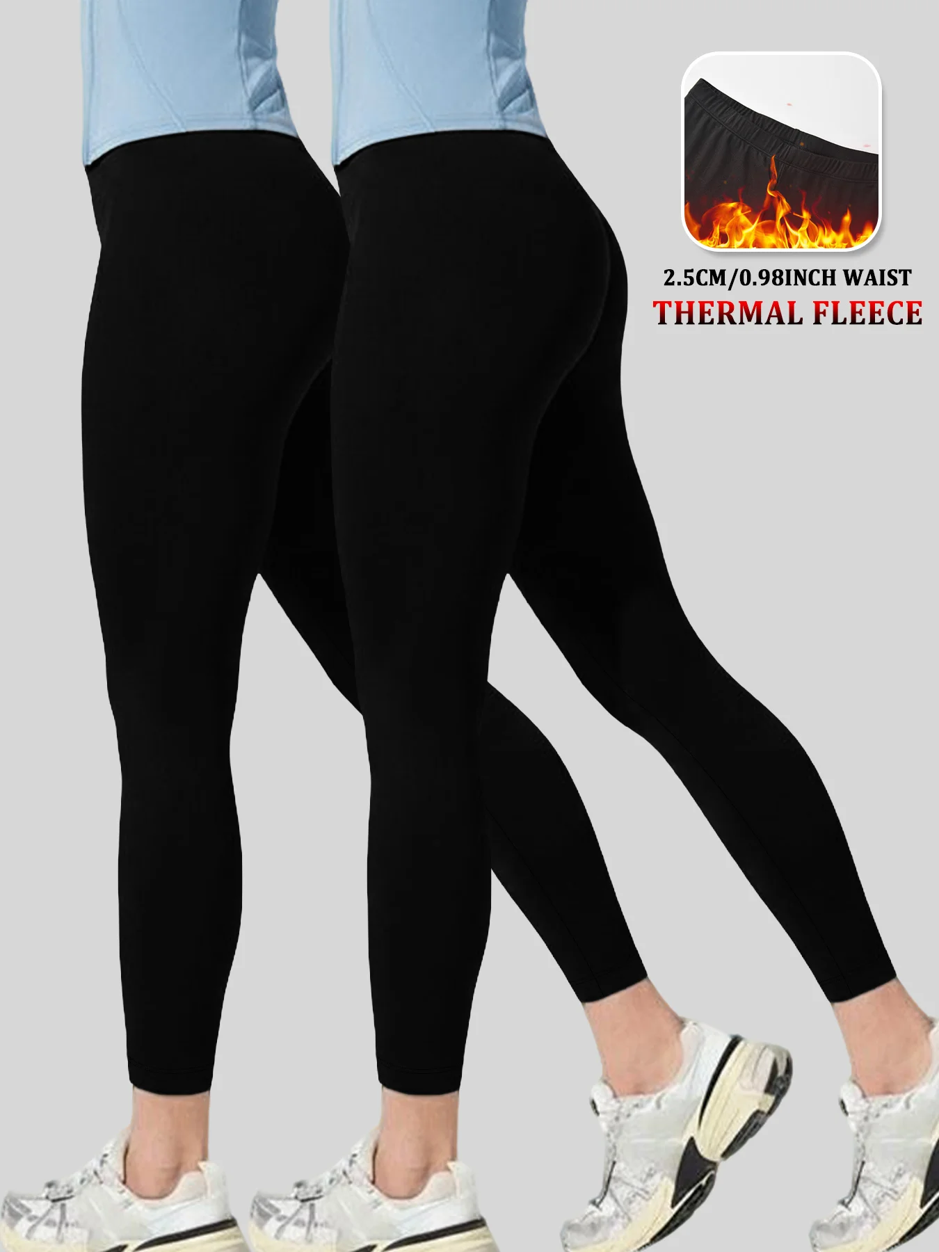 2 pcak Thermal running leggings with fleece interior for women Low Rise design provides warmth and comfort for winter workouts