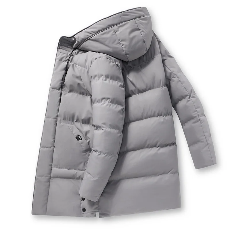 Long coat for autumn and winter, men's large size, Korean-style hooded cotton coat, thick and warm outdoor windbreaker