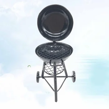 원형 미니 그릴 포켓 모델, 미니어처 바비큐 도구 다리미, 바비큐 하우스 장식