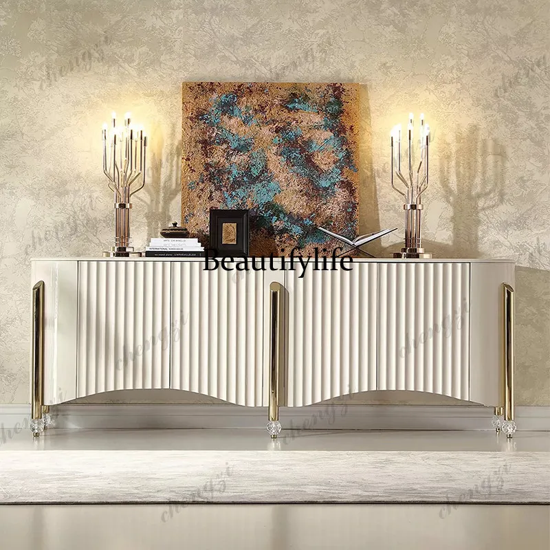 French light luxury dining side cabinet, high-grade crystal decorative storage cabinet, living room decorative side cabinet
