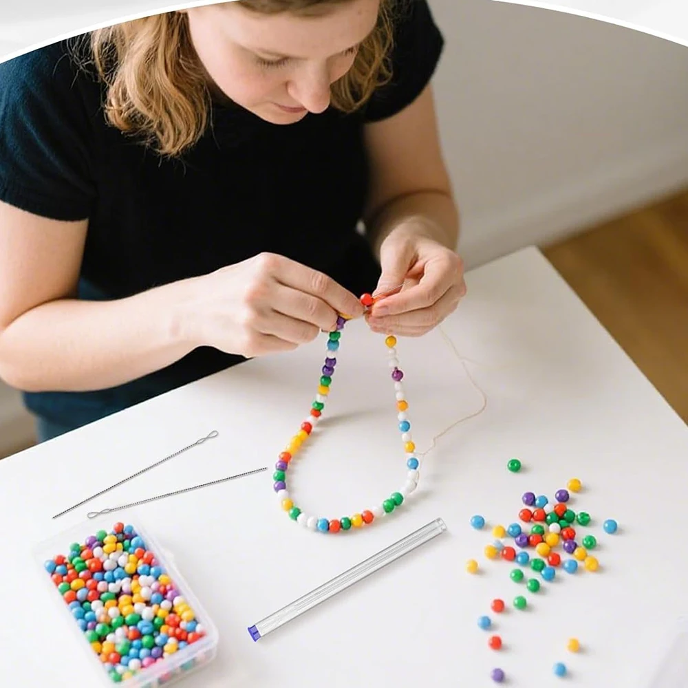 6PCS Beading Needles Twisted Wire Collapsible Eye Needle Stainless Steel Embroidery Beading Needle & Bottle for Jewelry Making