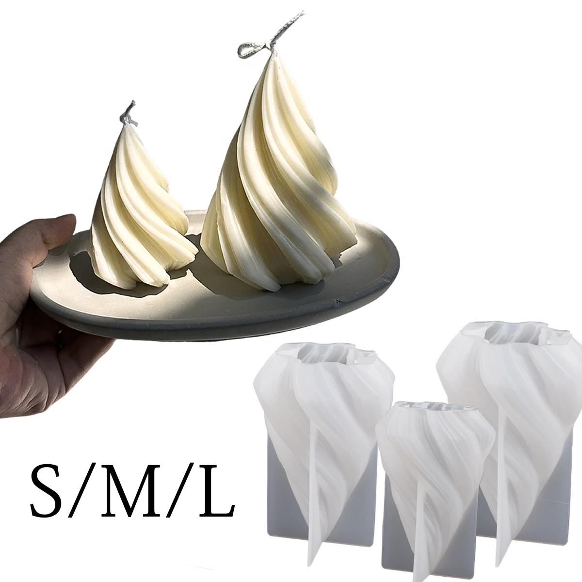 S/M/L Gestreifte gewellte Silikon-Kerzenform zum Selbermachen, geometrische Linie, Kegel, Gips, duftende Seife, künstlerische Heimdekoration, Weihnachtsgeschenke
